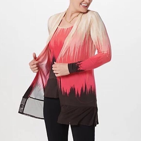 Attitudes by Renee Jersey Mesh Trim Tank & Cardigan Set - Picture 1 of 6